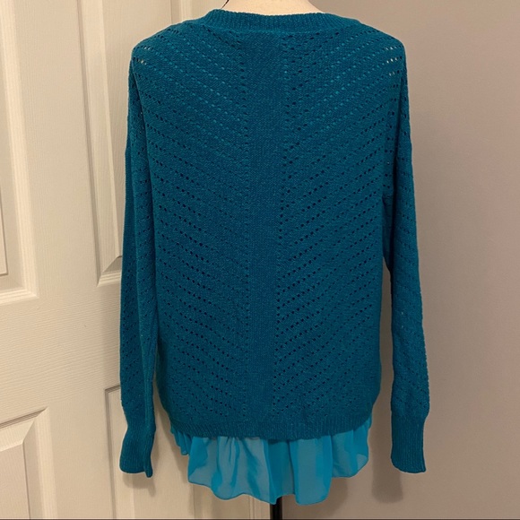 PRANA Knit Ruffle Bottom Ellery Sweater Blue - Picture 7 of 10